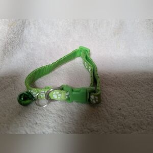 XS/S Pet Collar Puppy Cat Green Bell Pawprint Adjustable Neon Bright Colorful